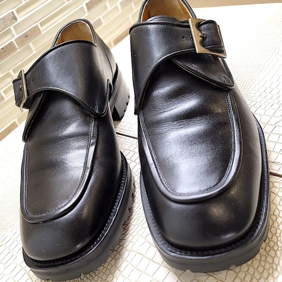 Very Rare New Never Used Hand Made Italian Black Leather Dress Monk Strap - Picture 2 of 14